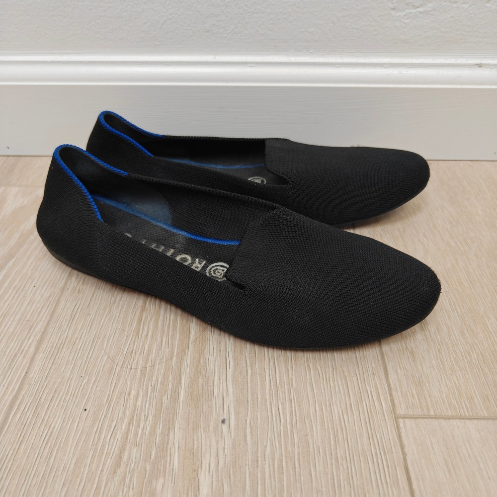 Rothy's Womens The Loafer 8 Black Knit Round Toe Sustainable Quiet Luxury - Picture 2 of 9